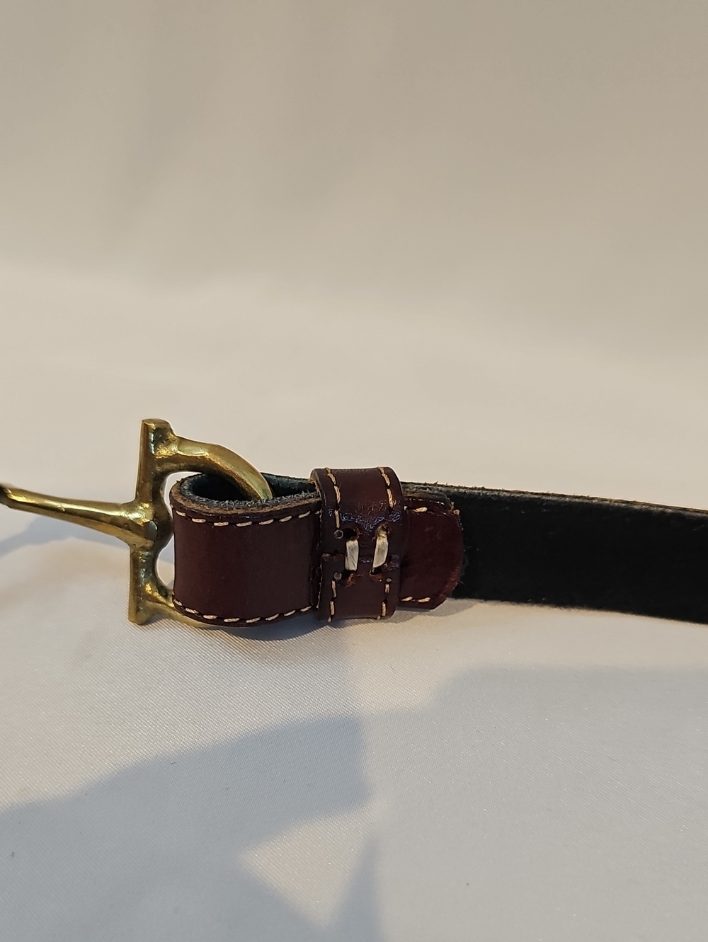 Classy Brown Leather Equestrian Belt Brass Horse Bit Clasp - Picture 5 of 5